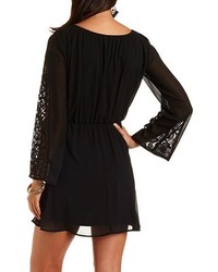Charlotte Russe Skater Dress With Lace Sleeves