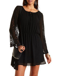 Charlotte Russe Skater Dress With Lace Sleeves