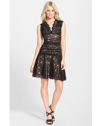 Nicole Miller Stretch Lace Fit Flare Dress