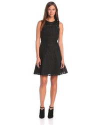 Taylor Dresses Fit And Flare Dress With Faux Leather And Lace