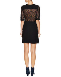 French Connection Valentine Lace Panel Fit Flare Dress