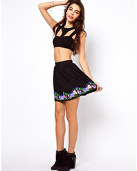 Asos Skater Skirt With Floral Lace Hem