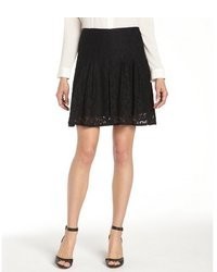 Tahari Black Alexandra Pleated Lace Mini Skirt