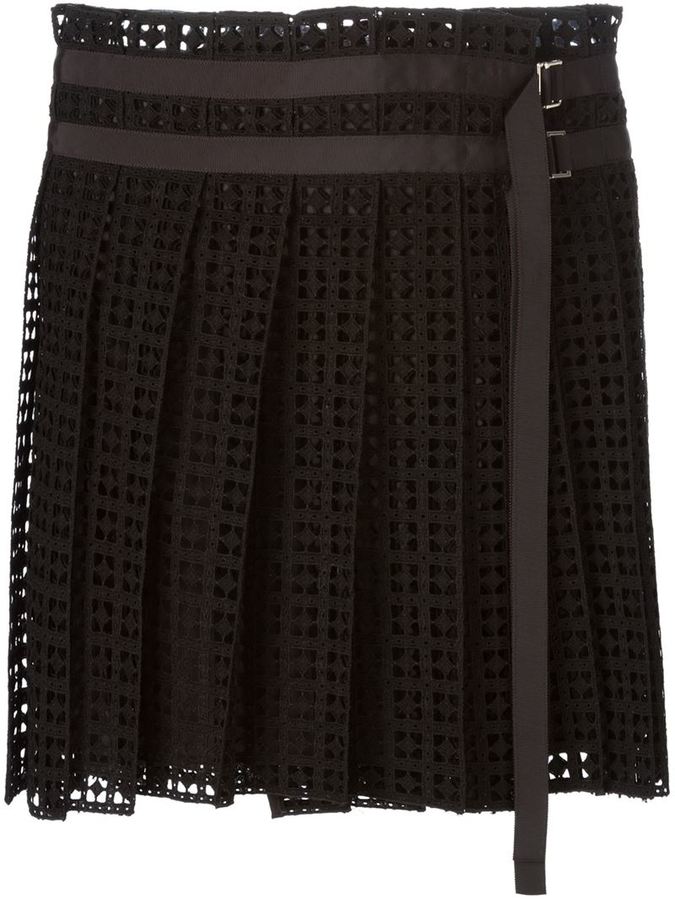 Sacai Lace Pleated Skirt, $696 | farfetch.com | Lookastic