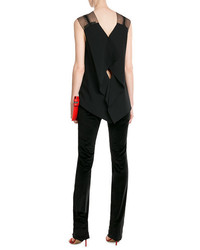 Roland Mouret Sleeveless Draped Top With Lace Insets