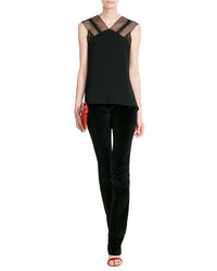 Roland Mouret Sleeveless Draped Top With Lace Insets