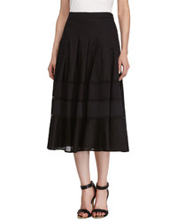 Halston Heritage Voile Midi Skirt Black