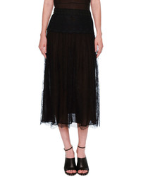 Valentino Lace A Line Midi Skirt Black