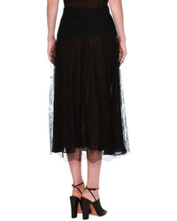 Valentino Lace A Line Midi Skirt Black