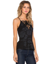 1 STATE 1 State Racerback Peplum Tank With Leather Lace