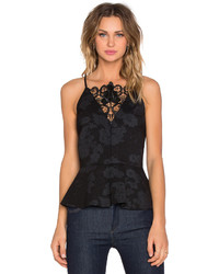 1 STATE 1 State Racerback Peplum Tank With Leather Lace
