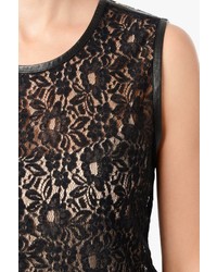 7 For All Mankind Lace Shell With Leather Trim And Zip In Black