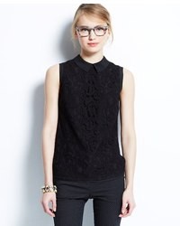 Ann Taylor Petite Collared Lace Top
