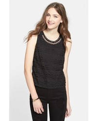 Lush Beaded Lace Front Tank Black Small