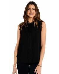 Vince Camuto Sleeveless Blouse With Lace Trim In Black