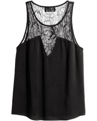 H&M Sleeveless Lace Blouse Black Ladies