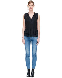 Rebecca Taylor Sleeveless Silk Top With Lace