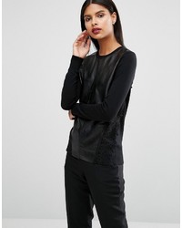 Ted Baker Dic Sweater In Leather And Lace
