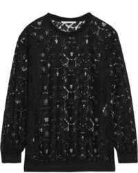 Stella McCartney Ines Metallic Trimmed Lace Sweater Black