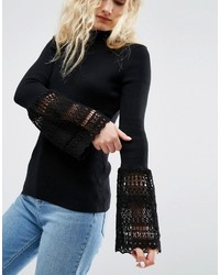 Asos Sweater With Lace Bell Sleeves