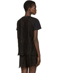 Valentino Black Lace Panel T Shirt