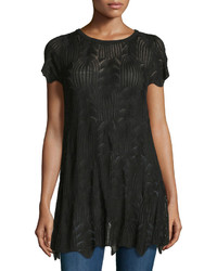 Neiman Marcus Lace Up Back Sweater Tee Black