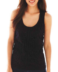jcpenney Ana Lace Front Knit Tank Top Petite
