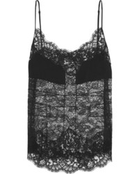 Givenchy Camisole In Black Georgette Paneled Lace Fr34