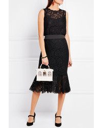 Dolce & Gabbana Corded Cotton Blend Lace Top Black