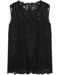 Dolce & Gabbana Corded Cotton Blend Lace Top Black