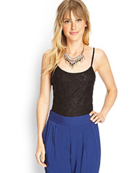 Forever 21 Floral Lace Jersey Cami