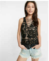 Express Lace Up All Over Lace Tank