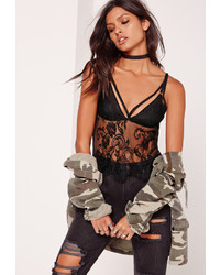 Missguided Lace Sheer Cami Top Black