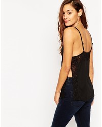 Asos Petite Cami In Lace And Crepe