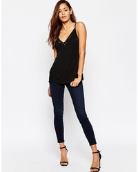 Asos Petite Cami In Lace And Crepe
