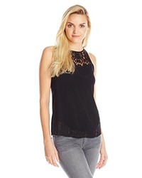 Rebecca Taylor Crepe And Lace Tank Top