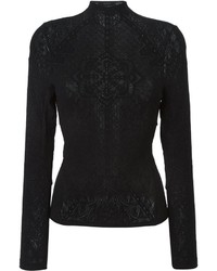 High Lace Knit Turtle Neck Sweater