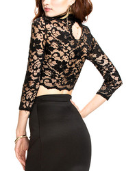 ChicNova Lace Black High Necked Crop Top