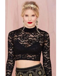 Nasty Gal Factory Blackout Lace Crop Top