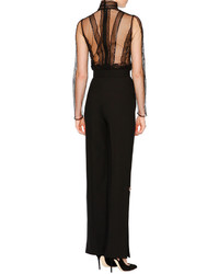 Dolce & Gabbana Tulle Long Sleeve Sheer Blouse Black