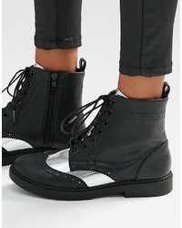 London Rebel Brogue Lace Up Ankle Boots