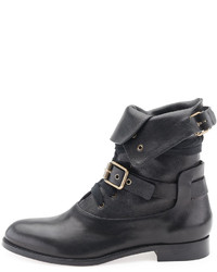 Chloé Chloe Otto Lace Up Buckle Ankle Boot Black