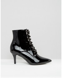 Daisy Street Lace Up Point Mid Heeled Ankle Boots