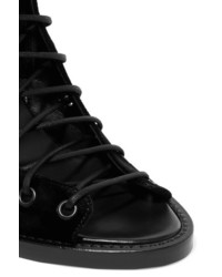 Ann Demeulemeester Lace Up Velvet Ankle Boots Black
