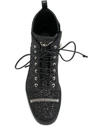 Giuseppe Zanotti Design Glitter Lace Up Boots