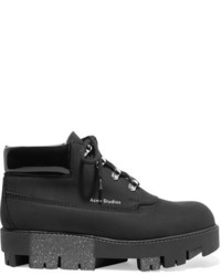 Acne Studios Tinnie Alu Patent Trimmed Brushed Leather Ankle Boots Black