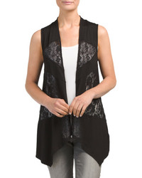 Long Vest With Lace Patches