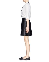 Tory Burch Linley Scallop Edge A Line Leather Skirt