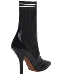 Fendi 105mm Leather Knit Ankle Boots