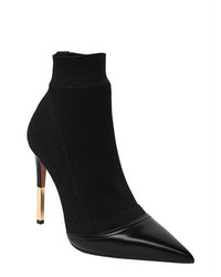 Balmain 115mm Aurore Knit Leather Ankle Boots